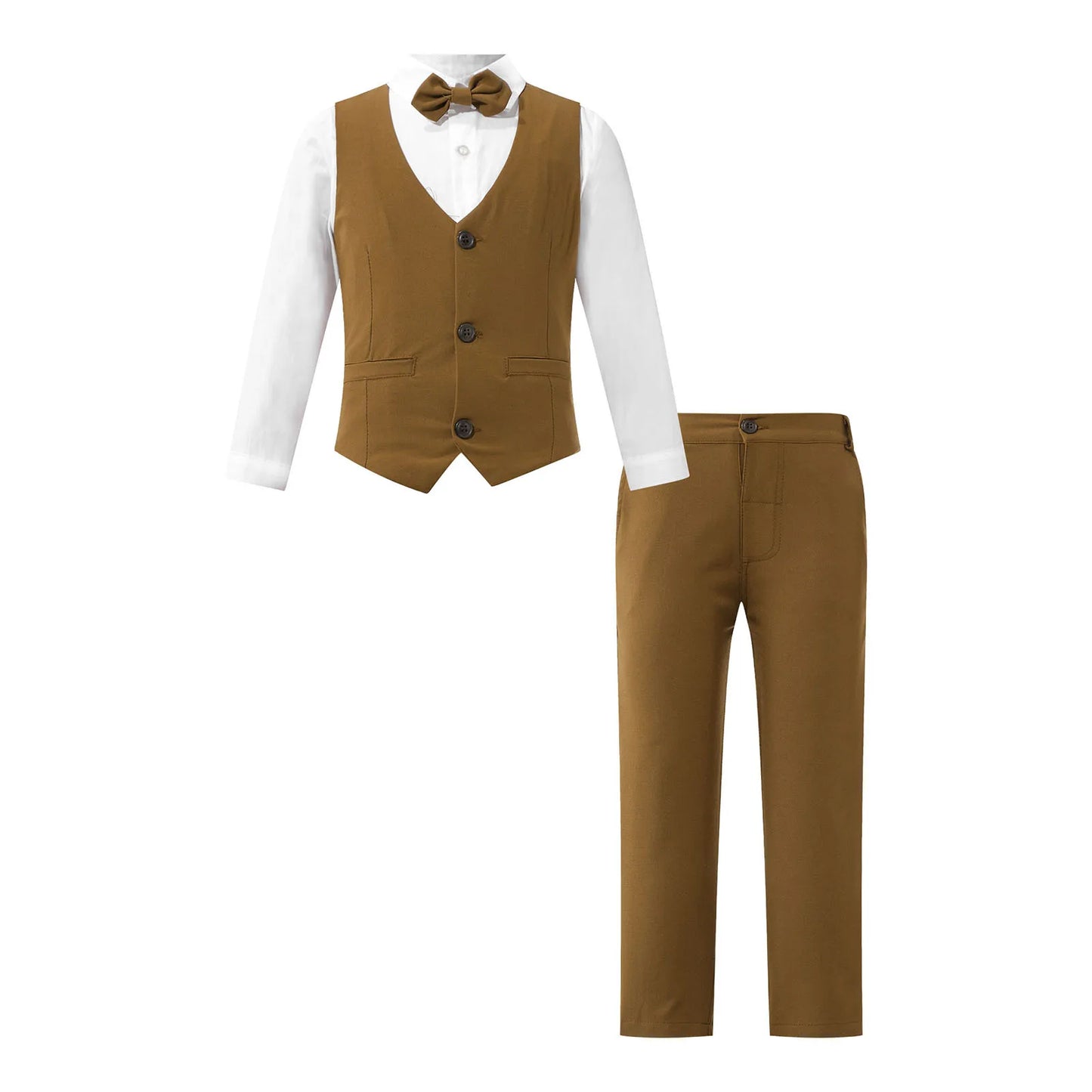 Boys Suits Gentleman Tuxedo Bow Tie Shirt Suit Vest Pants 4 Pcs Chic Toddler Baby Clothes Gentleman Outfit for Baptism Birthday