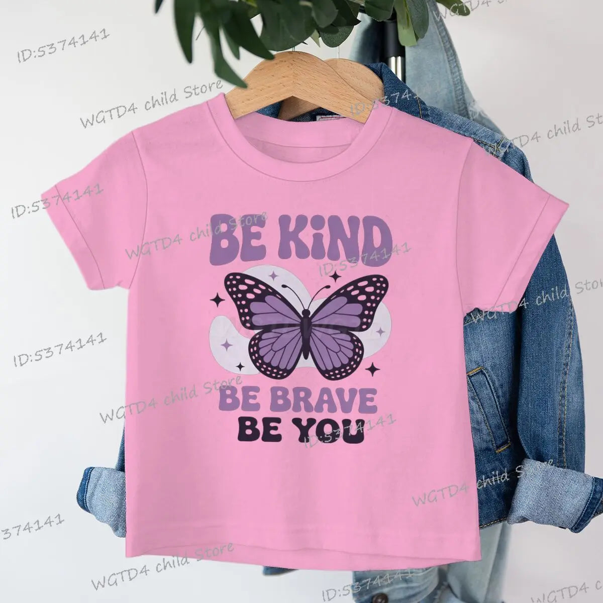 Children's Clothing Be Kind Be Brave Be You T-shirt Kids Retro Little Girl Quotes Graphic Tee Butterfly Lover Soft Cotton Tee