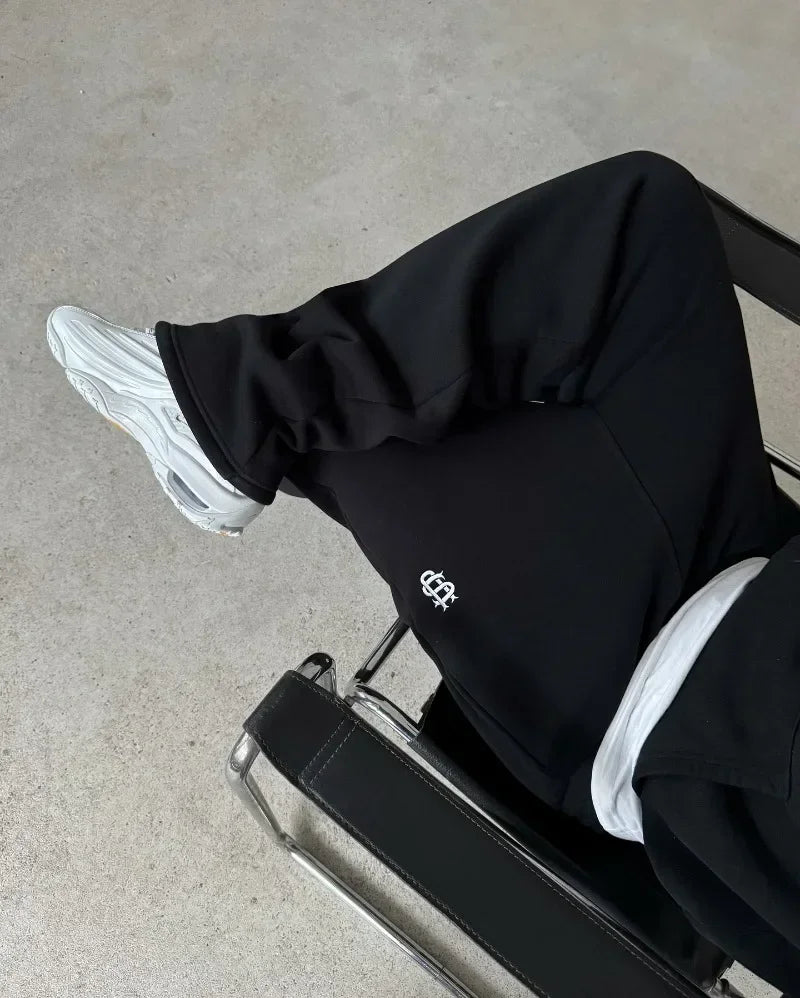 Y2K Retro Straight Pants Tracksuit Streetwear Pants Personalized Pant Leg Zipper Embroidery  Hip Hop Casual Joggers Men Pants