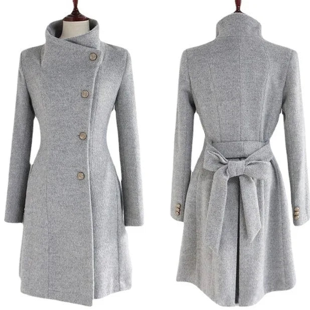 Coat Woolen Coat Women's Mid-length Single-breasted Belted Woolen Coat Women's Korean Style Winter Clothes Women