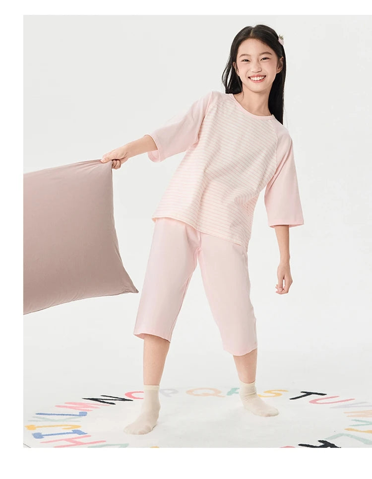 Balabala Pajama Sets Boys GirlsThin 2025 Summer New Air-conditioned Clothing Home Wear for Young and Older Children Parent-Child