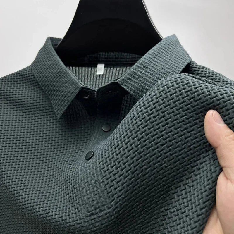 Summer Short Sleeve Polo Shirts Men Turn-Down Collar Anti-Wrinkle Solid Polos Tops Breathable Male Business Casual Tees Tshirts