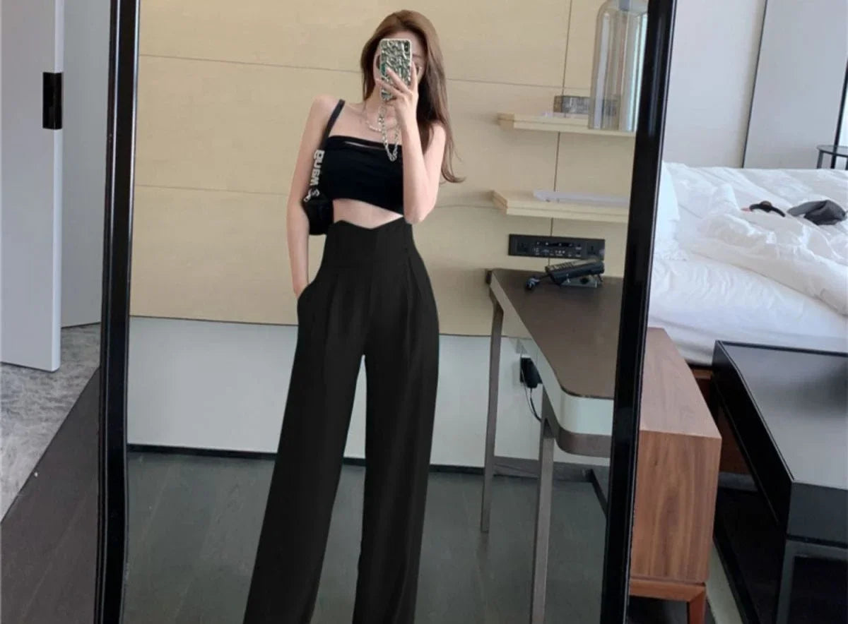 Female Pants Work Flare High Waist Clothes Tailoring Office Trousers for Women Black Aesthetic Harajuku Comfortable Stretch G