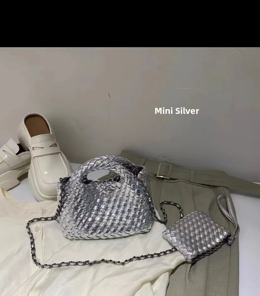 Hanrted Woven  Buet Bag Women's Crossbody Handbag Handheld Basket Bag Sli American Retro Sle Daily Use