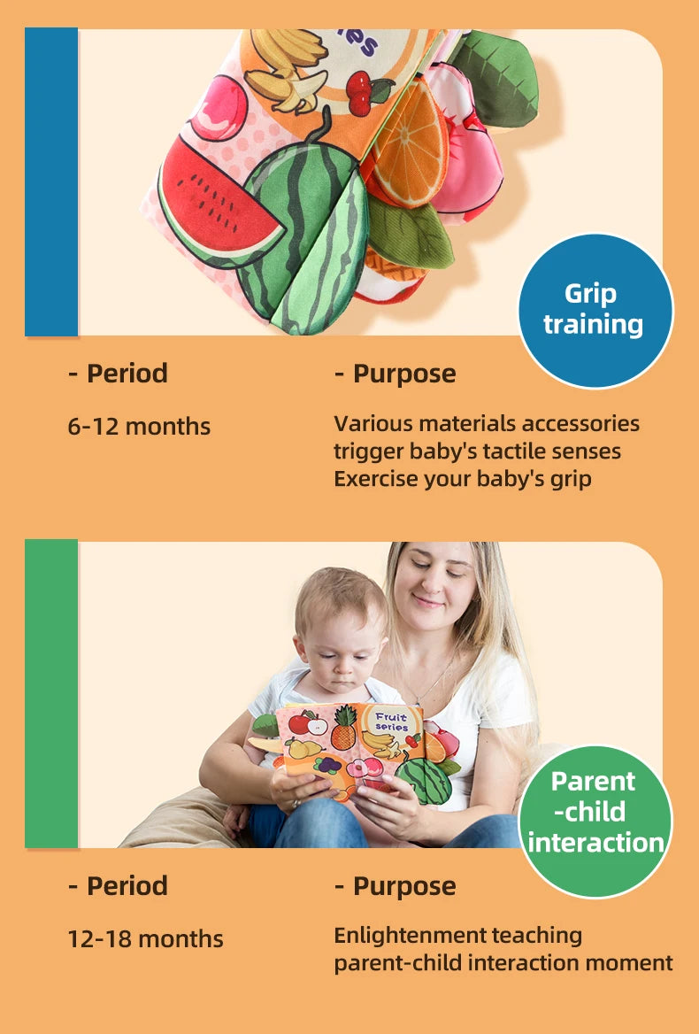 Baby Cloth Book 6 Pages 0-3 Year Old Early Education Parent-child Interaction Baby Toys For 0-3 Year Old Newborn Gifts