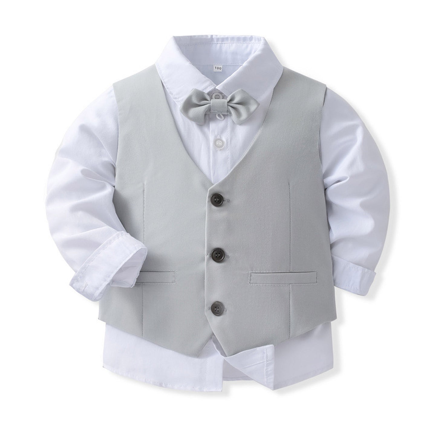 Boys Suits Gentleman Tuxedo Bow Tie Shirt Suit Vest Pants 4 Pcs Chic Toddler Baby Clothes Gentleman Outfit for Baptism Birthday