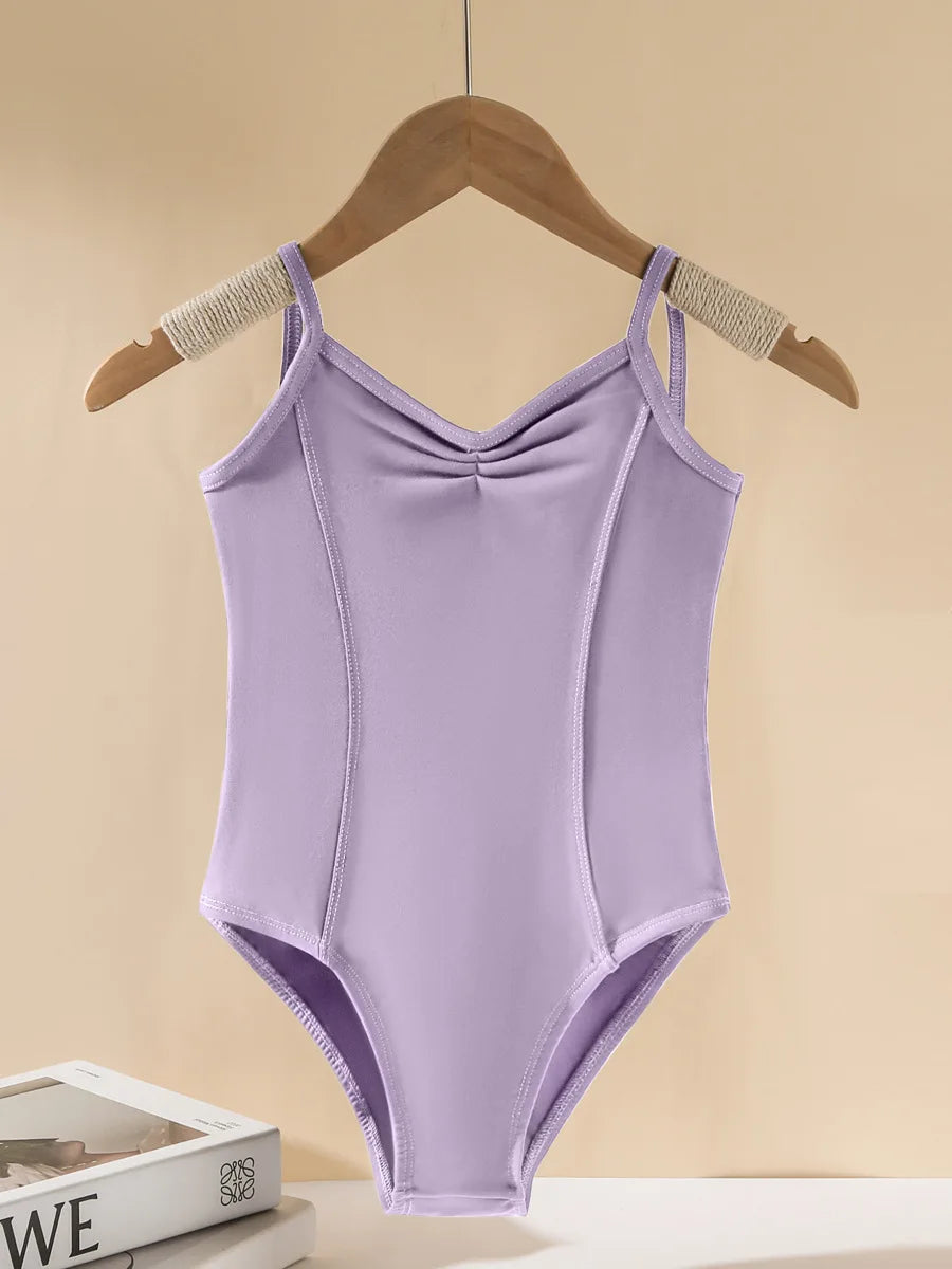 Girls' ballet dance clothes, girls' gymnastics clothes, girls' exercise clothes, V-back sling jumpsuits