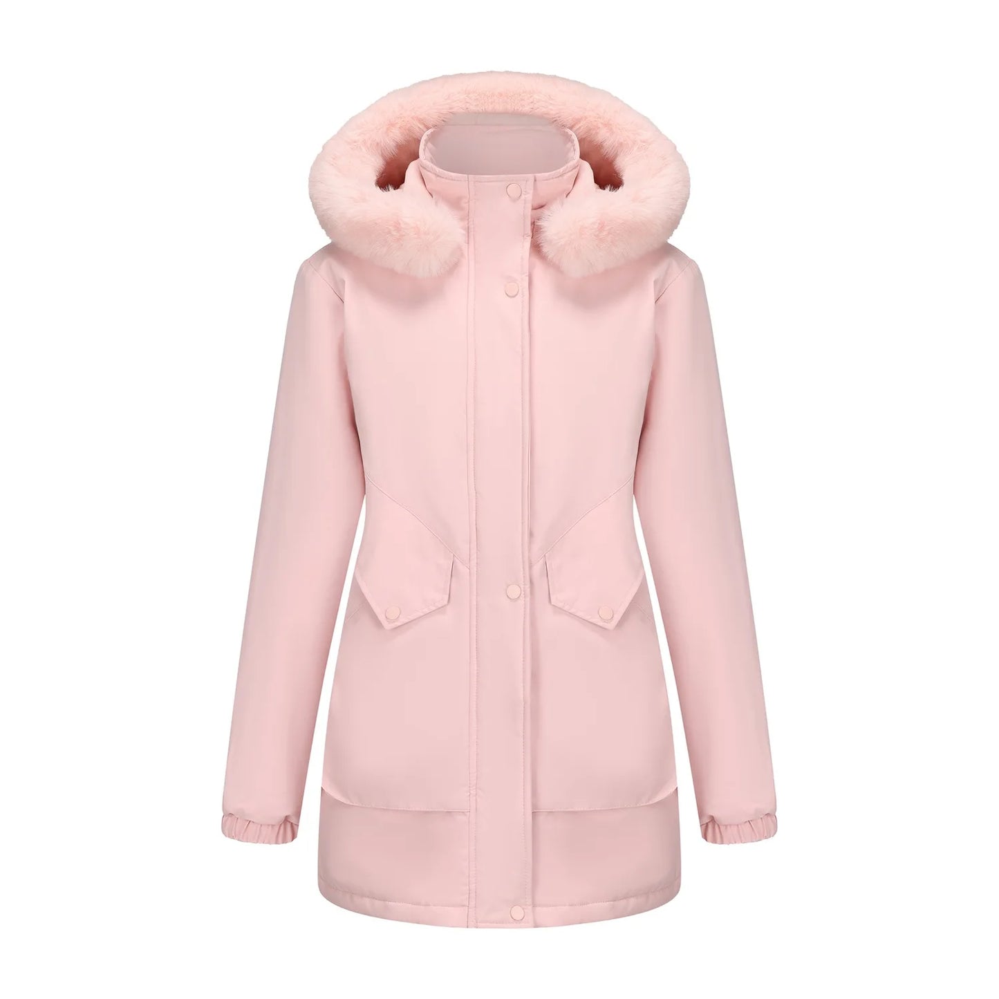 Cotton Coat Women 2025 Winter Mid-length Parka Plus Velvet Korean Style Large Fur Collar Plus Velvet Coat