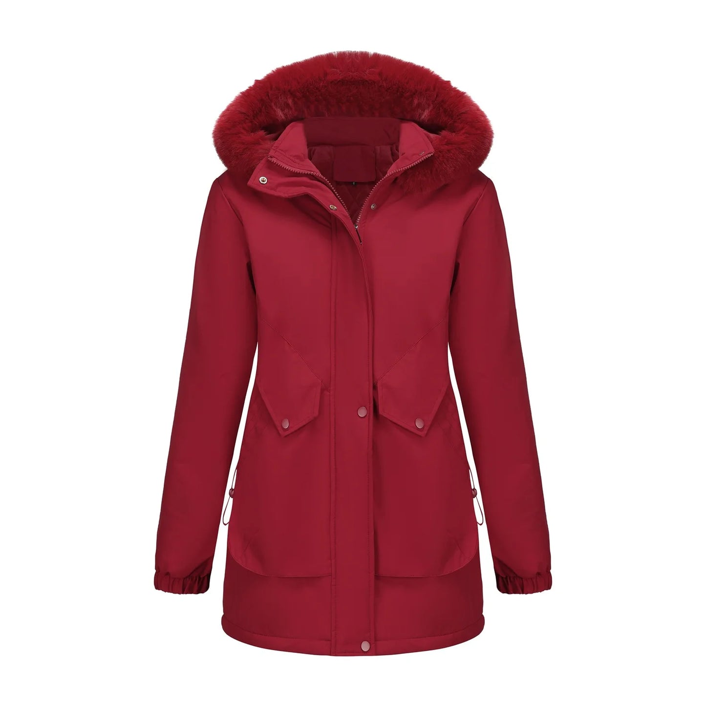 Cotton Coat Women 2025 Winter Mid-length Parka Plus Velvet Korean Style Large Fur Collar Plus Velvet Coat