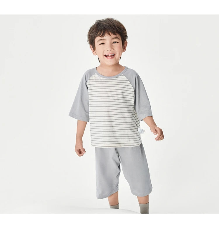 Balabala Pajama Sets Boys GirlsThin 2025 Summer New Air-conditioned Clothing Home Wear for Young and Older Children Parent-Child