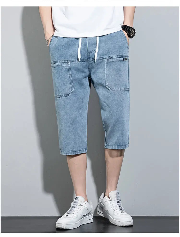 new Mens Summer Denim Short Men Jeans Fashion Streetwear Hip Hop Long 3/4 Capri Cargo Shorts bermuda masculina ropa hombre