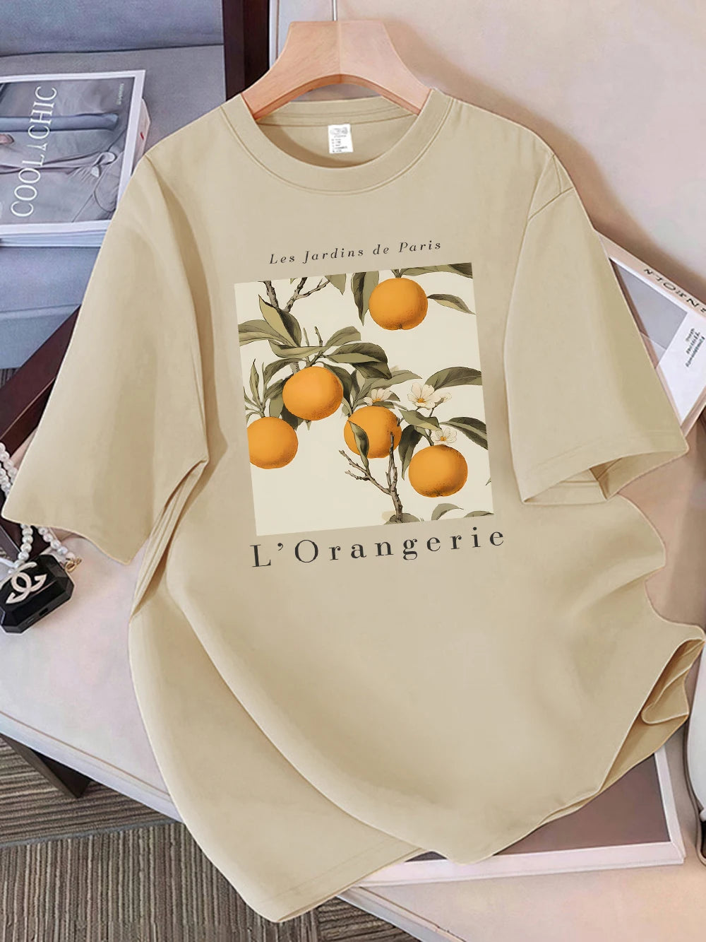 Summer T-Shirts Women Cotton Fresh Oranges Fruits Printing Tops Loose O-Neck Soft Comfortable Short Sleeve Street Woman Clothes