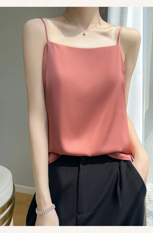 summer new base outside to wear a high-grade sense of solid color everything temperament elegant French sling female