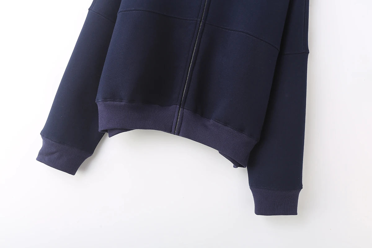 TRAFZR Cotton Zipper Cardigan Sets To Woman 2024 Tracksuit Suits Baggy Pants Sportswear Women Sweater 2 Piece Set Women Outfits