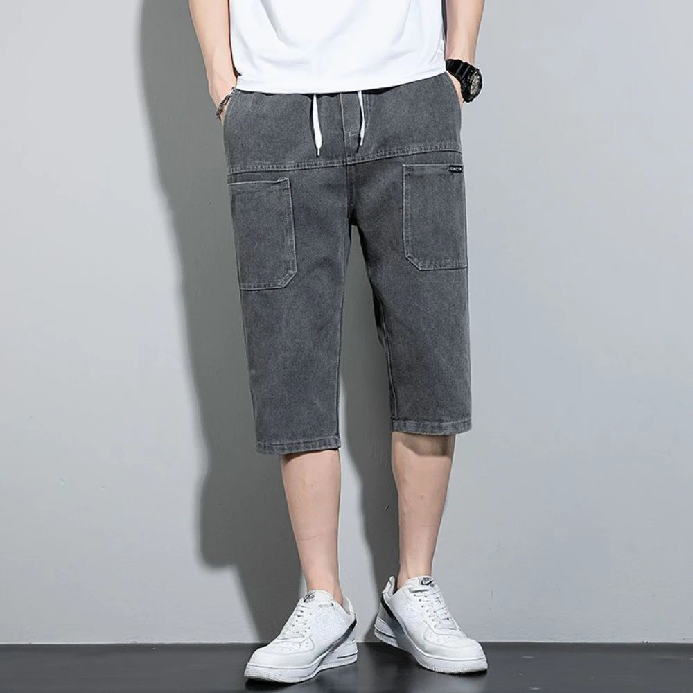 new Mens Summer Denim Short Men Jeans Fashion Streetwear Hip Hop Long 3/4 Capri Cargo Shorts bermuda masculina ropa hombre