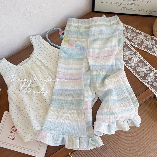 children's clothes summer clothes wide sports pants Female child clothes loungewear pants for children bottoms Rainbow trousers