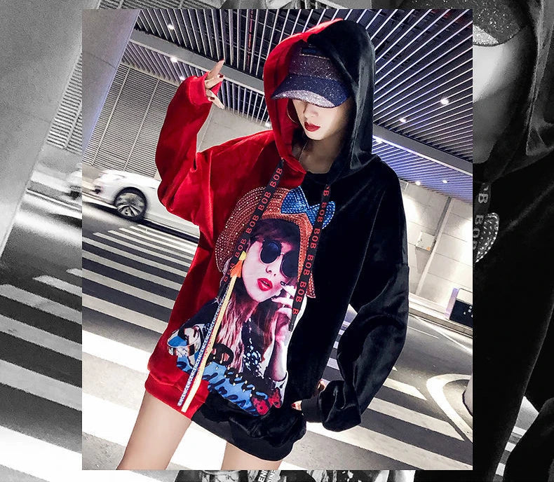 Hoodie Harajuku Style Hoodies for Women Tops Aesthetic Korean Fashion Vintage Graphic Women's Sweat-shirt Spring Autumn Crewneck