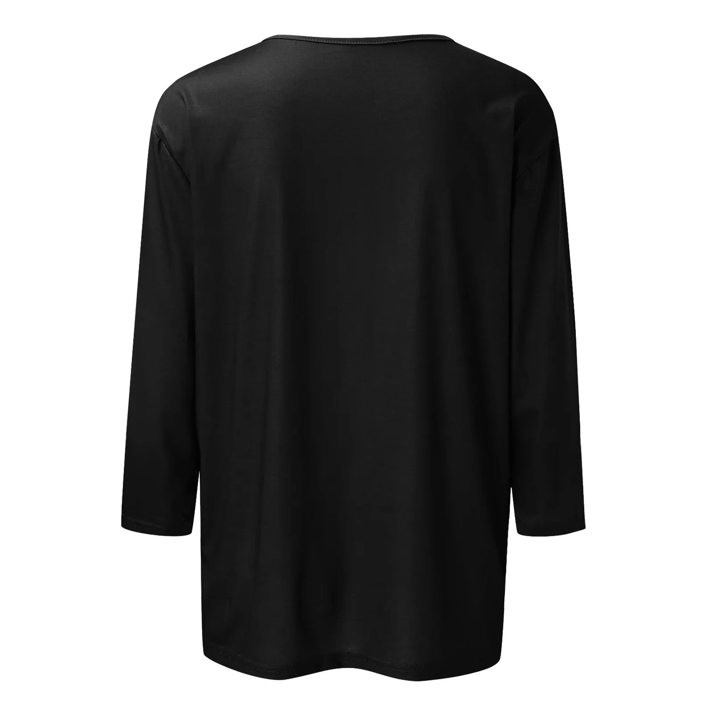 Women's T-Shirt Fashion Casual Everyday Versatile V-Neck 3/4 Length Sleeve Tops Solid Color Printed T-Shirt Top