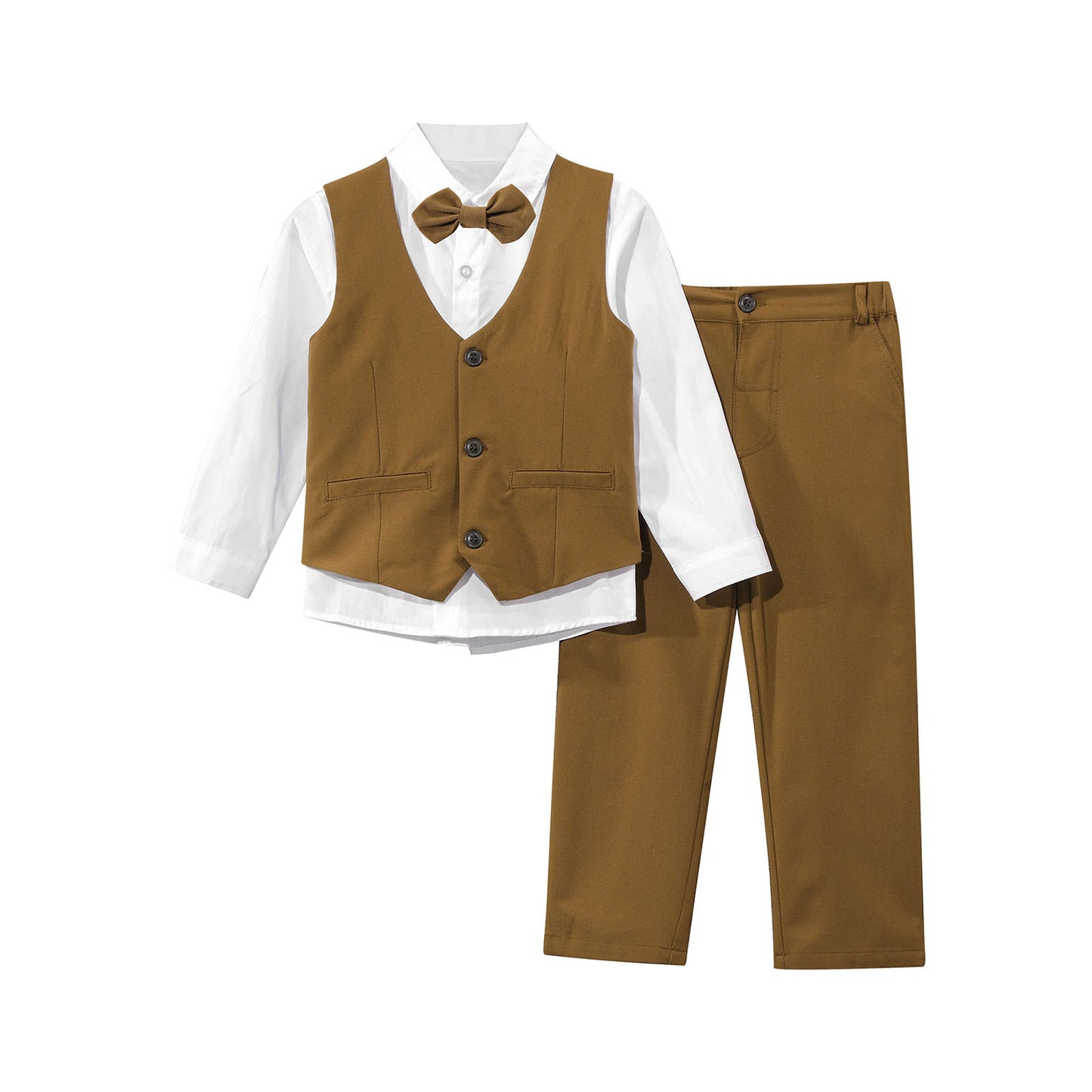 Boys Suits Gentleman Tuxedo Bow Tie Shirt Suit Vest Pants 4 Pcs Chic Toddler Baby Clothes Gentleman Outfit for Baptism Birthday