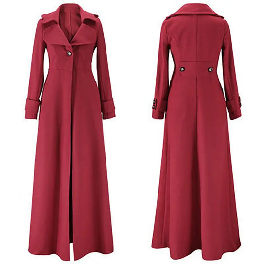 Long Women Woolen Coat Autumn Winter Single Breasted Turndown Collar Slim Fit Woolen Ladies Trench Coat Overcoat Women Jackets
