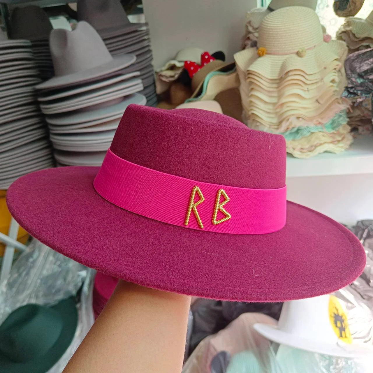 Fedora Flat Top Hat Autumn/Winter Hat RB British French Flat Top Hat Punk Jazz Hat Wide brimmed Hat Gorras 모자