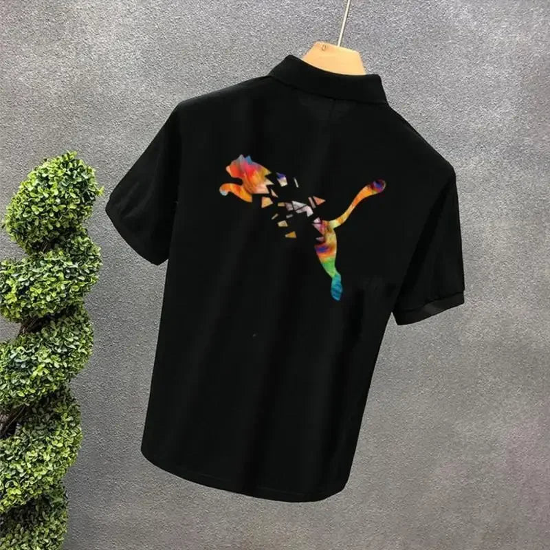 Polo Shirts Anime Male with Collar Tee Hip Hop Tops Heather Mens T-shirt Original Short Quarter Sleeve Aesthetic Casual Stylish