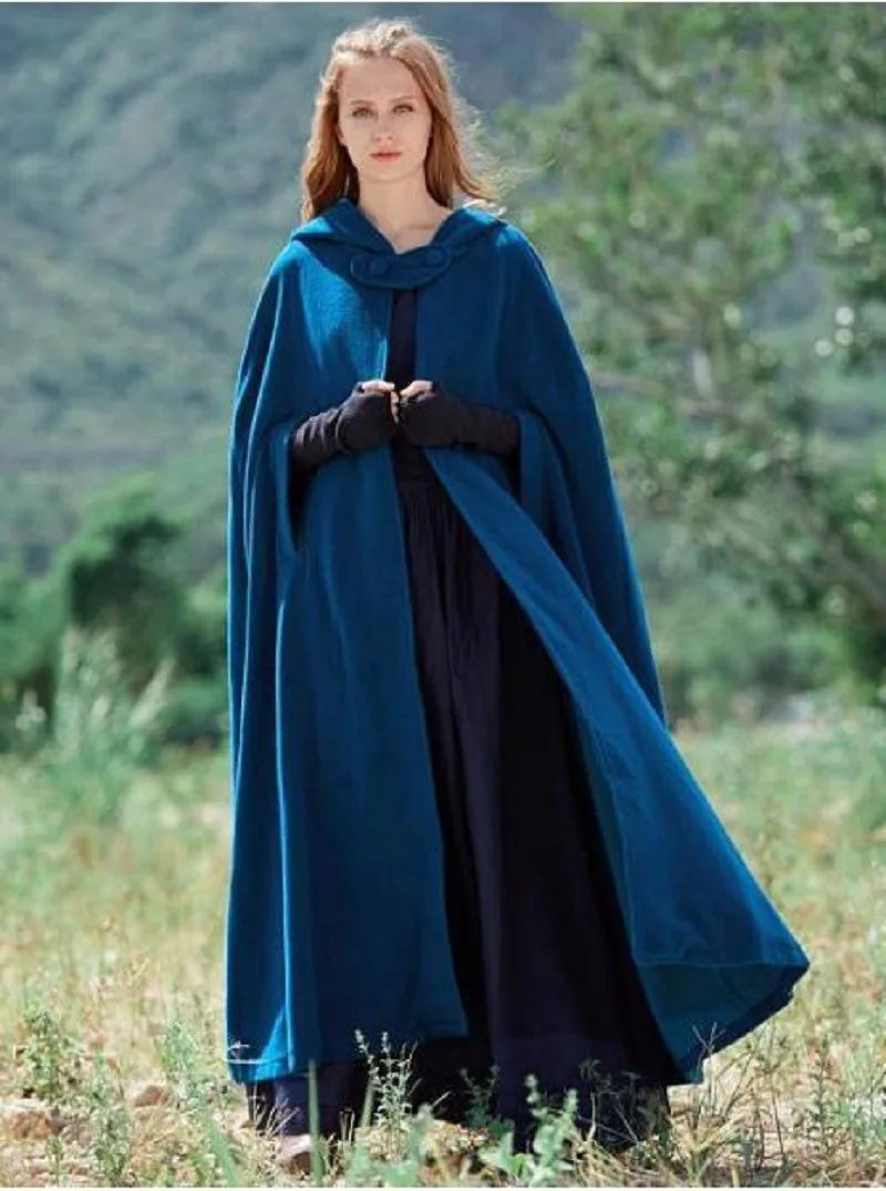 European and American five-color hooded cloak plus-length coat woolen overcoat for women