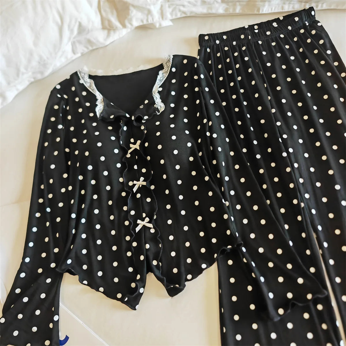 Pijama Feminina New Modal Chest Pad Set 2 Piece Woman Long Sleeve Pajama Sets Casual Korean Sleepwear Pyjamas Femme Home Wear