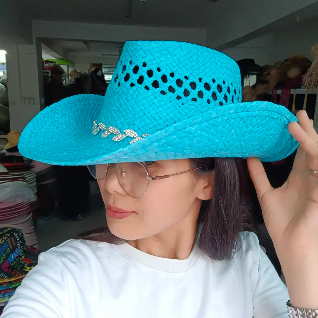 hats straw cowgirl western hat  mexican hat  retro curling hat western cowboy hat outdoor riding hat travel sports hat