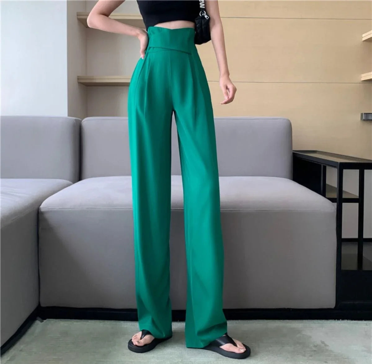 Female Pants Work Flare High Waist Clothes Tailoring Office Trousers for Women Black Aesthetic Harajuku Comfortable Stretch G