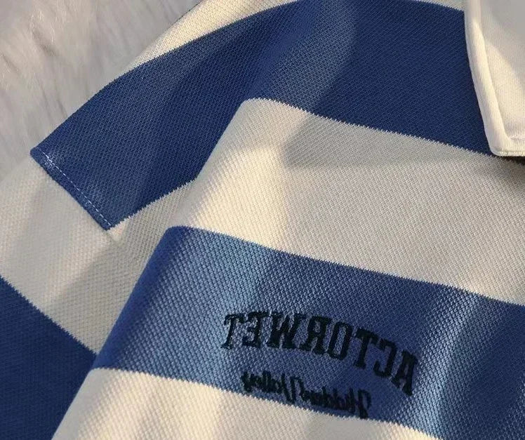 T Polo Shirts For Men Black Tops Oversize Male Clothes Big Size Embroidery Stripe Luxury Casual Full Sleeve High Brand Aesthetic