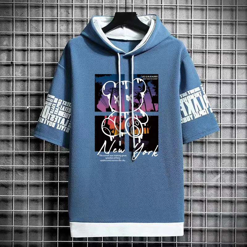 T Shirt for Men Hoodies Art New York Letter Bear Print Graphic T-shirt Women's Harajuku Streetwear Top Short Sleeve Sweatshirts