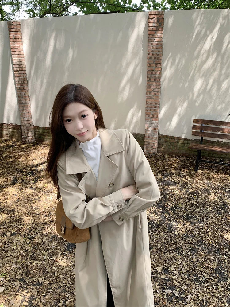 2025 Women's Coat Plus Size Mid-Length Jacket British Style Fashionable Temperament Spring Autumn Arrival Windbreaker Outerwear