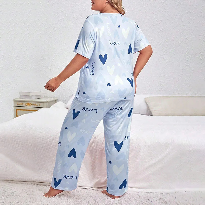Pyjama Femme Ensemble Short Sleeve Sleepwear Woman Pajamas Set Home Wear Set Big Size Women's Pajamas Summer Ladies Pyjamas Pjs