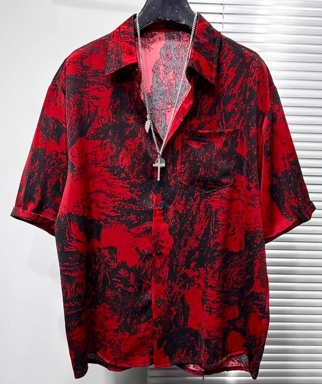 Men's 2025 Summer New Thin Original Personalized Tops Printed Loose Comfort Handsome Chic Shirts Men's Short-sleeve Trendy Shirt