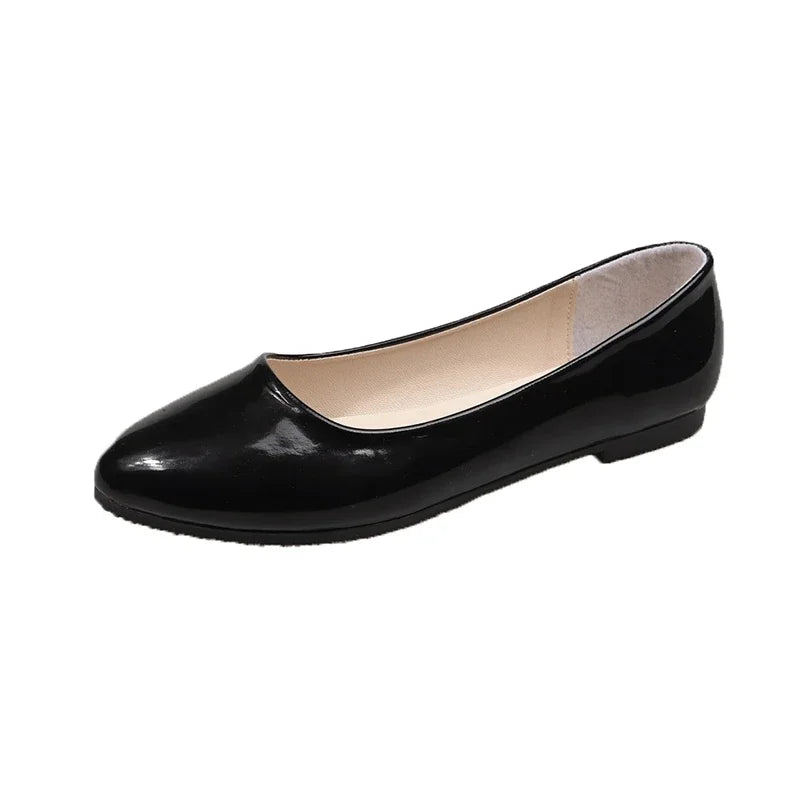 Women's Uniform Leather Shoes Spring Autumn Women Causal Flat Shoes Formal Versatile Black Ladies Ballet Shoes Non-slip Loafers