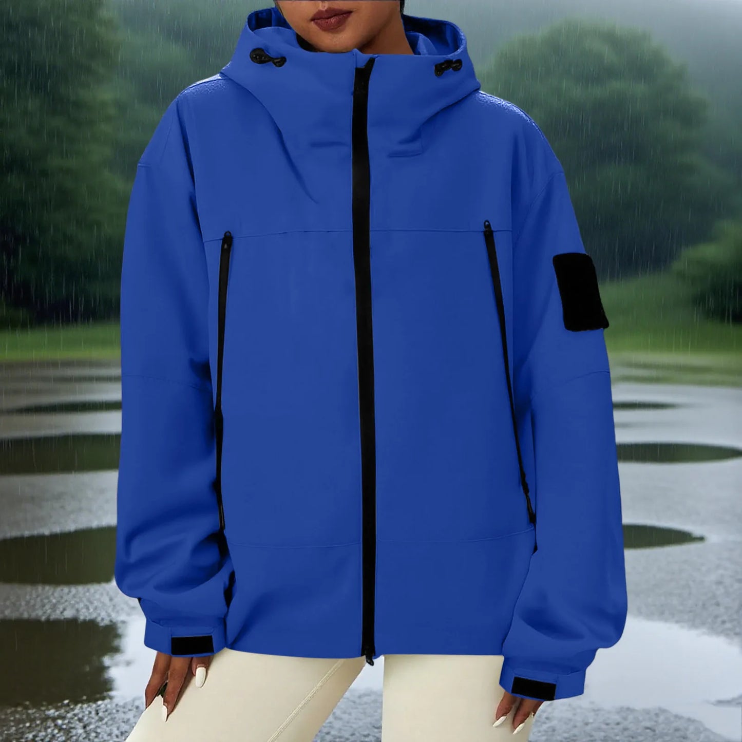 Women'S Tops Hooded Windbreaker Women'S Jacket Waterproof Coat Outdoor Travel Contrast Functional Style Solid Color Adventure