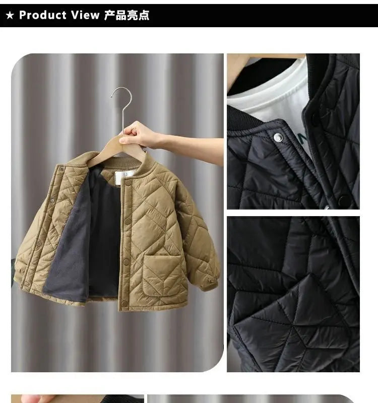 Boys Coat Cotton Jacket Windbreak Outerwear 2024 Elegant Winter Autumn Thicken Warm High Quality Christmas Gift Children's Cloth