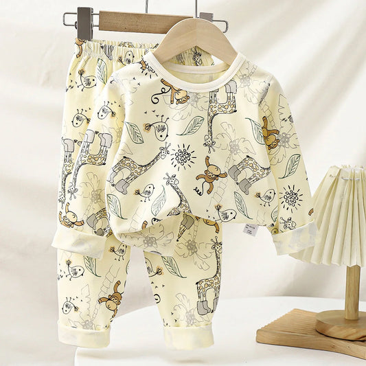 2025 New Summer Children Pajama Set Lightweight Long Sleeved Homewear for Boys Girls Soft Thin Fabric Comfortable Sleepwear