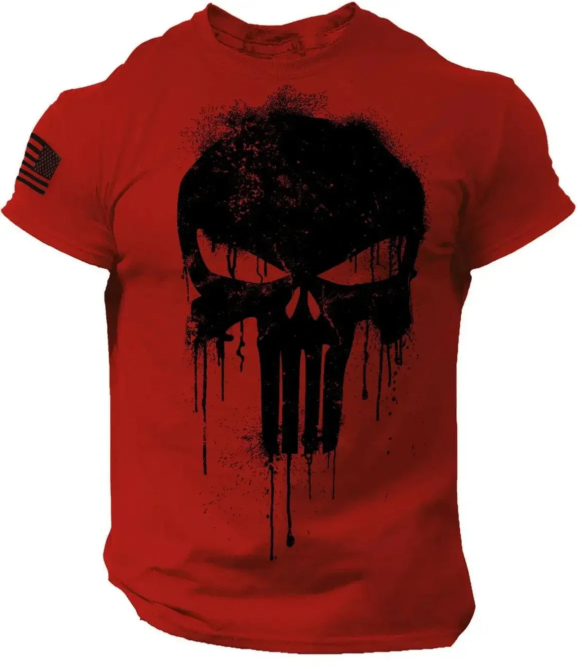 Men's T shirt for men 3D Print Military Patriotic Skull Dropped Oversized T Shirt Short-Sleeved Sportswear Men Fitness Clothing
