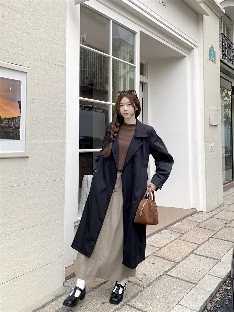 2025 Women's Coat Plus Size Mid-Length Jacket British Style Fashionable Temperament Spring Autumn Arrival Windbreaker Outerwear