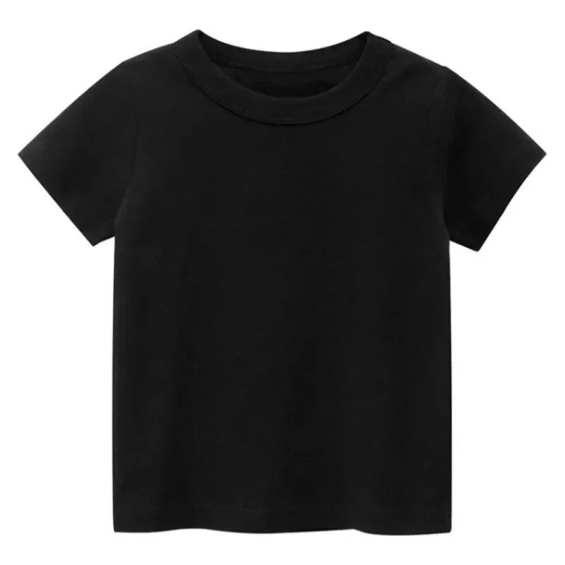 Kids Plain T Shirt Tops for Child Boys Girls Baby pure color Blank  Clothes White Black Children Summer Tees 1-16 Years