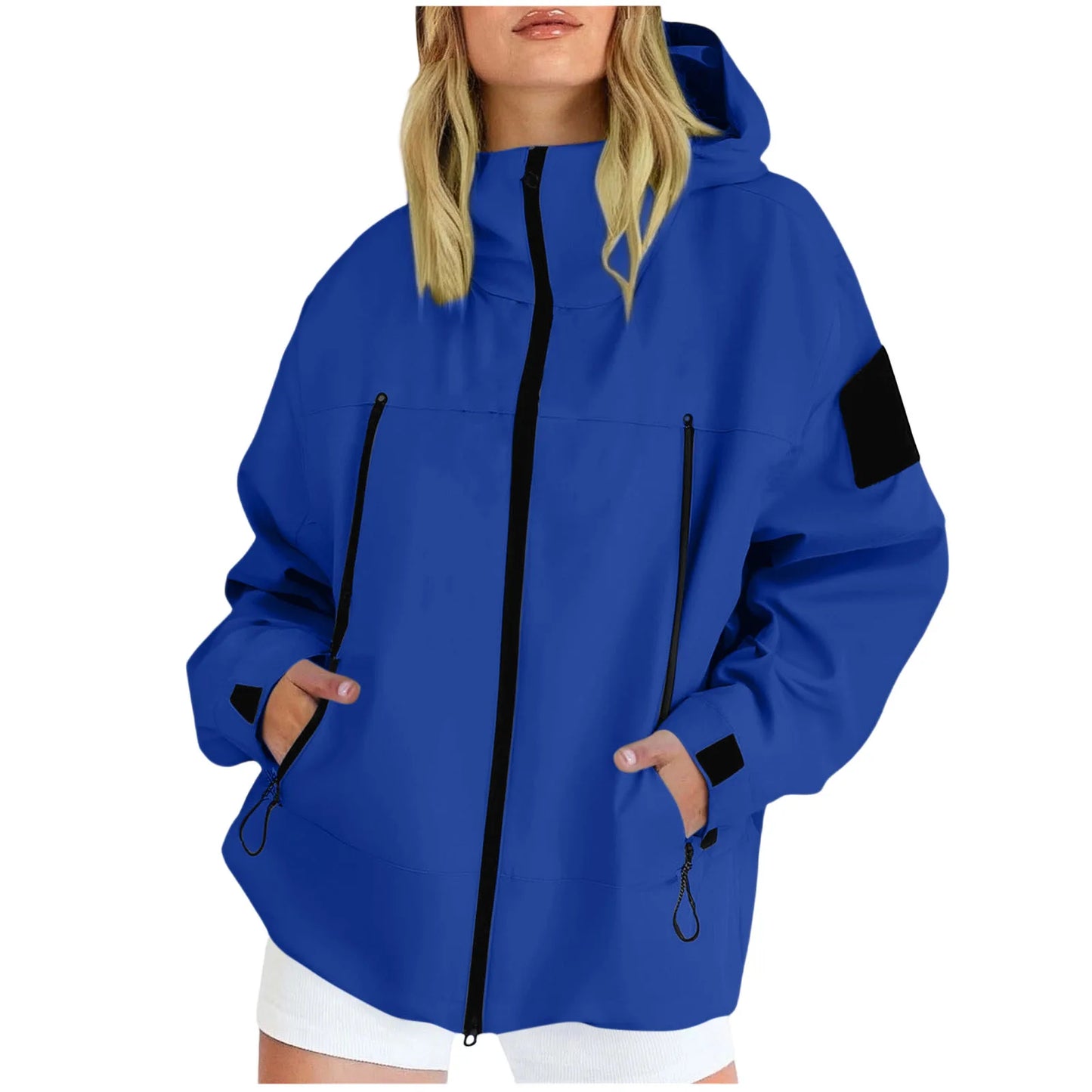 Women'S Tops Hooded Windbreaker Women'S Jacket Waterproof Coat Outdoor Travel Contrast Functional Style Solid Color Adventure