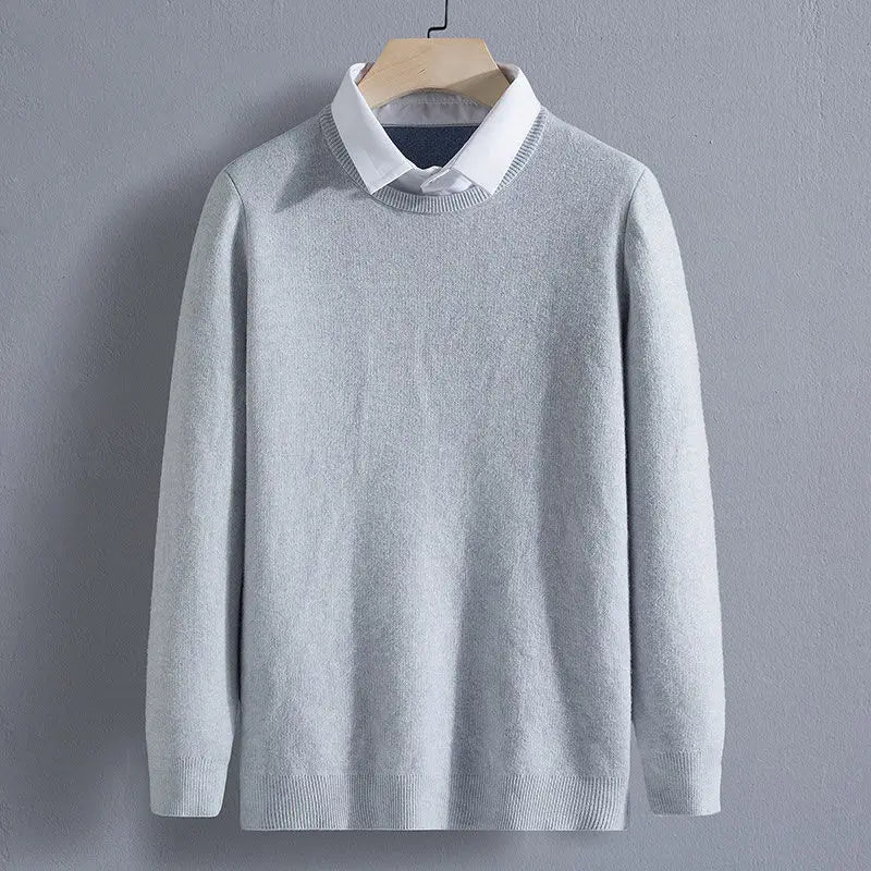 Men's Clothing Autumn Winter Long Sleeve New Tops T-Shirts Round Neck Fashion New Comfortable Solid Color Sweaters