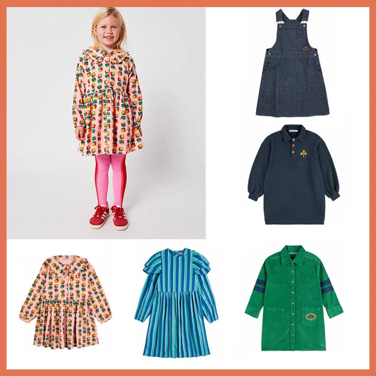 Girls Dresses Fall 2025 New BC Skirts Corduroy Dresses for Girls Bib Skirts for Girls Preppy Dresses Clothes Baby Girl Dress