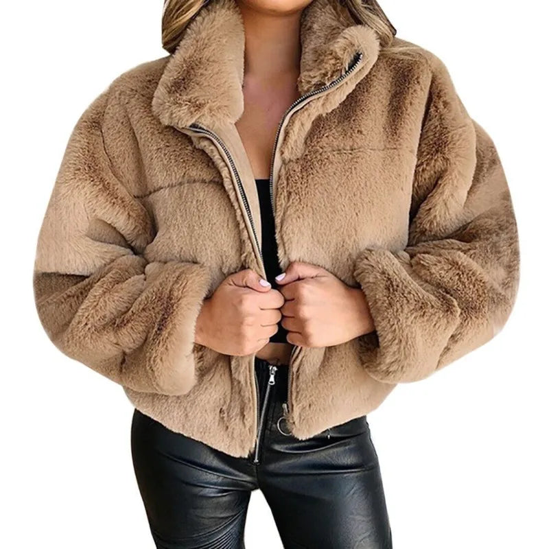 Autumn Winter Coat For Women 2025 New Elegant Teddy Bear Warm Thicken Fleece Faux Fur Coats Jacket Women Long Sleeve Outwear