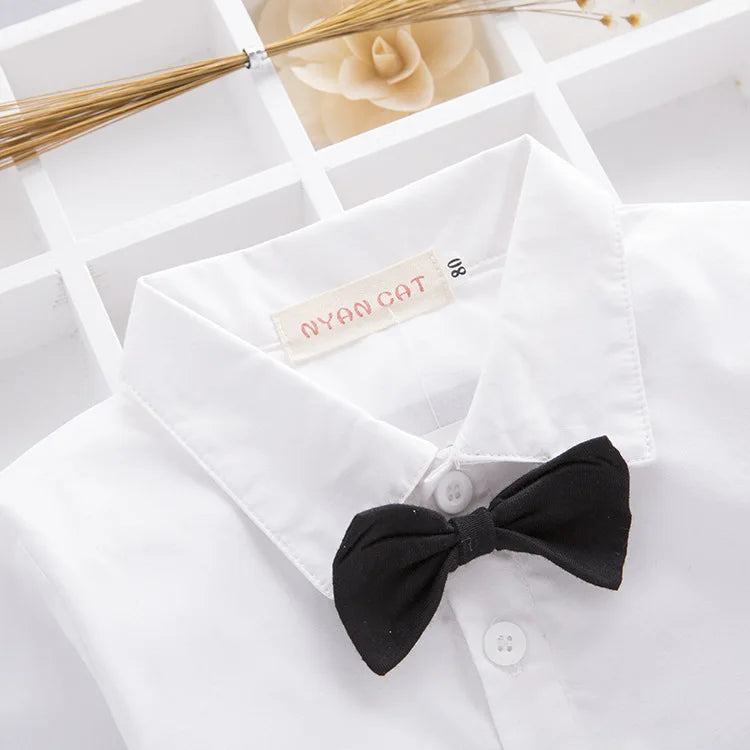 Baby Boys Clothes Suits Infant Gentleman Outfit 3pcs Sets Collared Dress Bow Tie Shirt+Coat+Pants For Toddlers Formal Party Clot