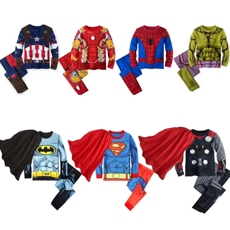 Iron Man Spiderman Avengers Pajama Set Superhero Cosplay Costume Pyjama Long Sleeve Home Sleepwear Nightwear Christmas Suit