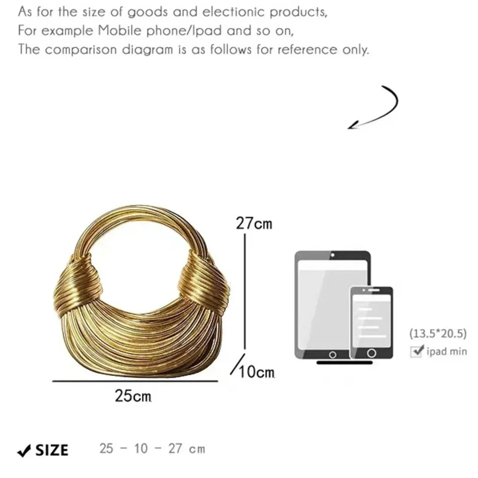 Handbags for Women  Gold Luxury Designer Brand Handwoven Noodle Bags Rope Knotted Pulled Hobo Silver Evening Clutch Chic