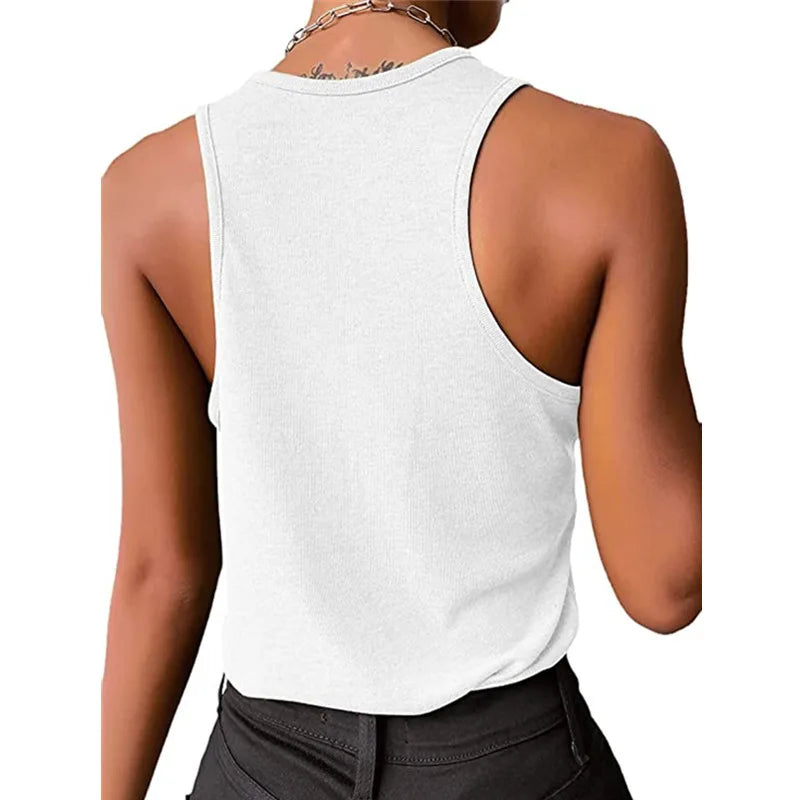 Women's Vest Sexy Inner Wear Ribbed Tank Top New Casual Snap Base Solid Color Sleeveless T-shirts  Basic Top Woman Clothing